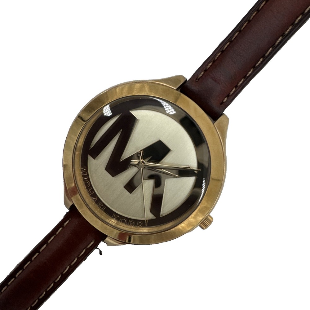 Michael Kors MK2326 Slim Runway‎ Champagne Dial Brown Leather Strap woman watch